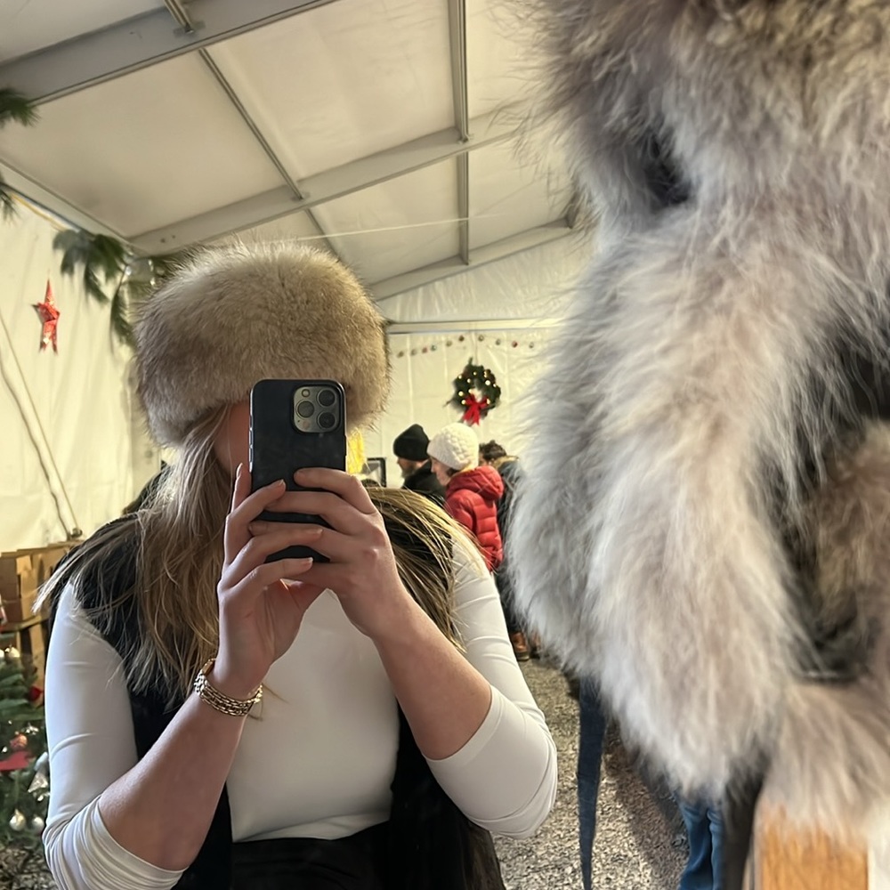 Handmade Real white fox fur headband